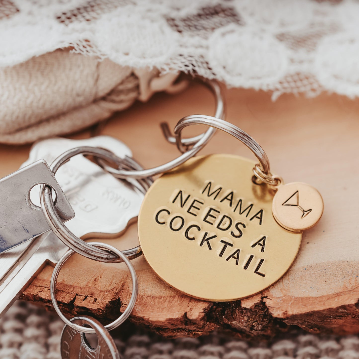 Custom Hebrew Brass Keychain