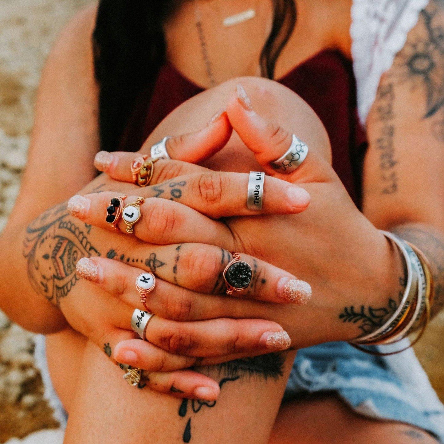 Custom Skinny Silver Name Ring