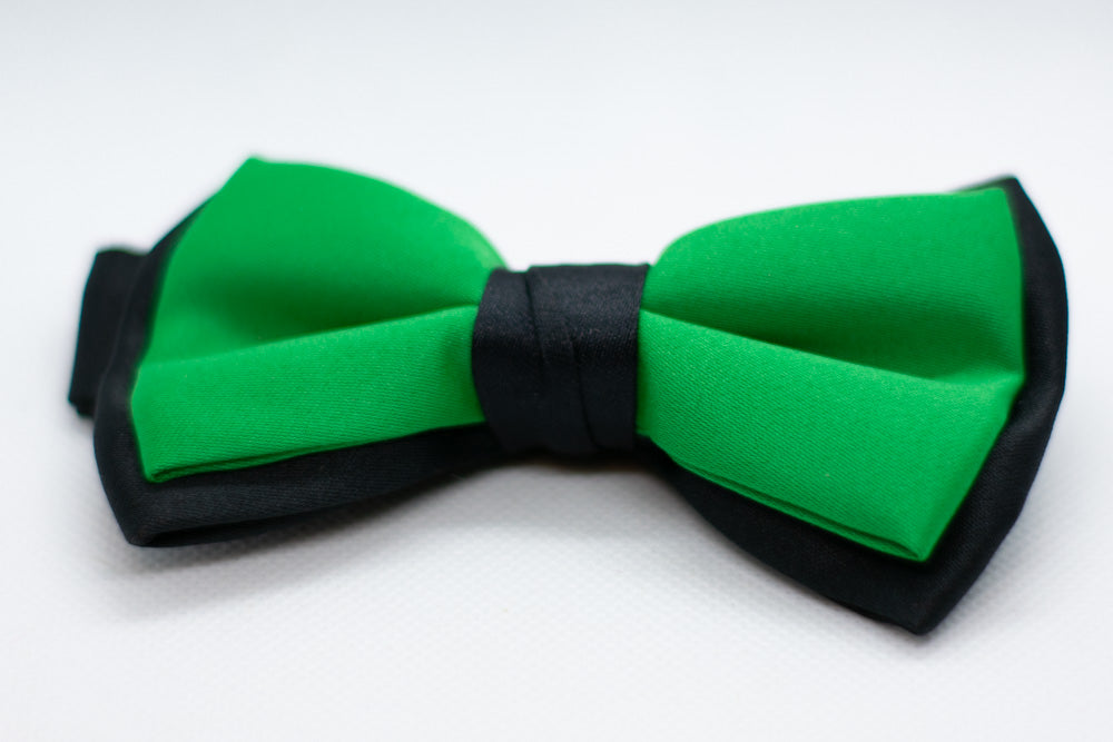 Black w/green Bowtie Adjustable Formal Wedding Party Necktie Bow Tie Tuxedo