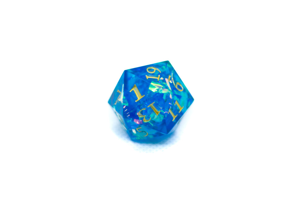 Red/Blue/Green/Purple Sharp Edge Resin d20 w/ Shimmer Insert