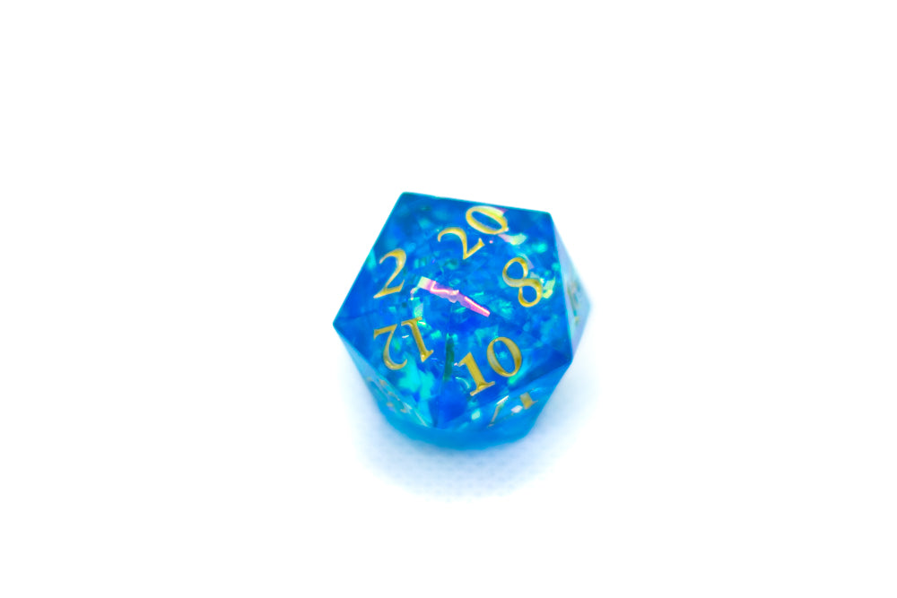 Red/Blue/Green/Purple Sharp Edge Resin d20 w/ Shimmer Insert