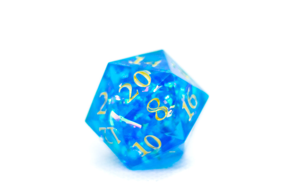 Red/Blue/Green/Purple Sharp Edge Resin d20 w/ Shimmer Insert