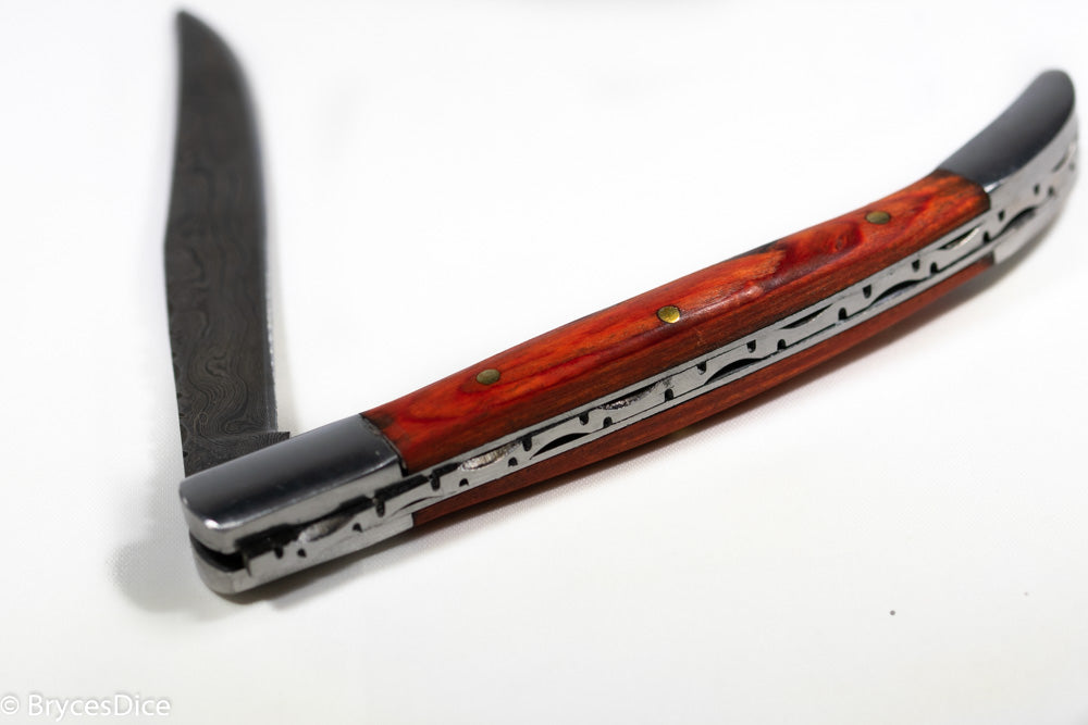 (White/Black) 9" Damascus Pocket Knife