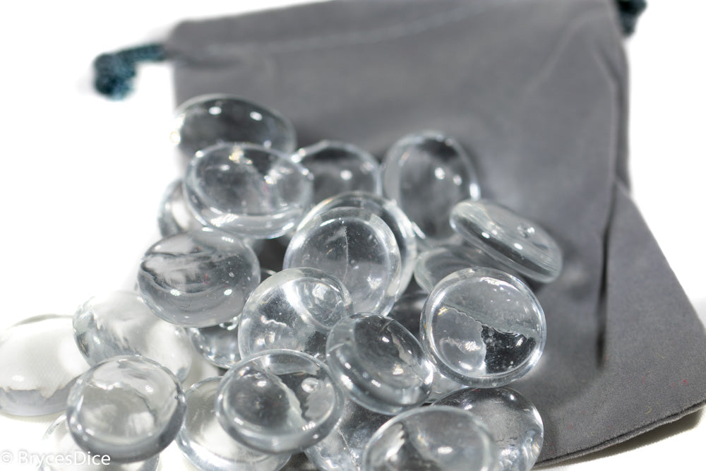 Clear Glass Stones Off-Sized Bagged (approx 25) Glass Gaming