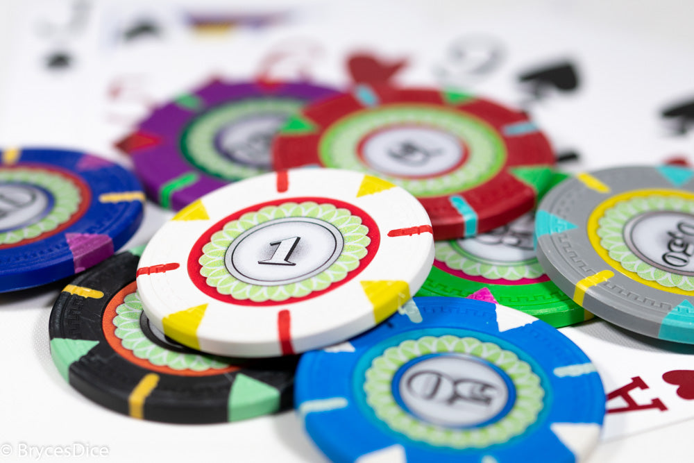 13.5g 'Basic' Poker Chip (25) Green/pink/yellow [sold by the piece]