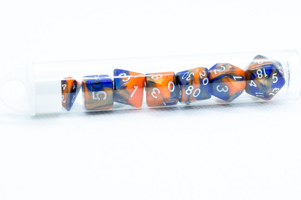 Hot Melt Mini Two Tone Polyhedral RPG Dice Set Small D4-D20 in Tube