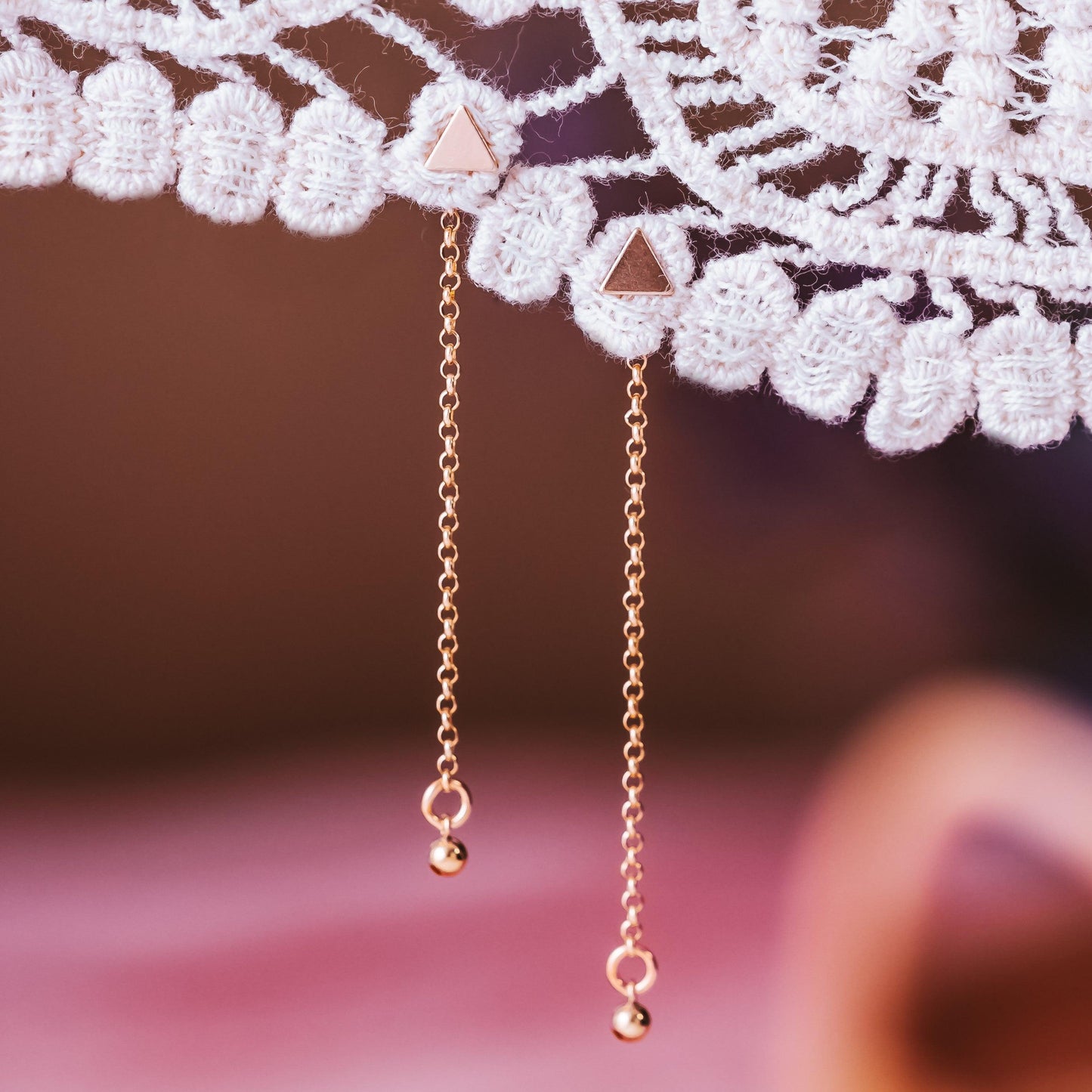 Dainty Circle Dangle Gold Stud Earrings