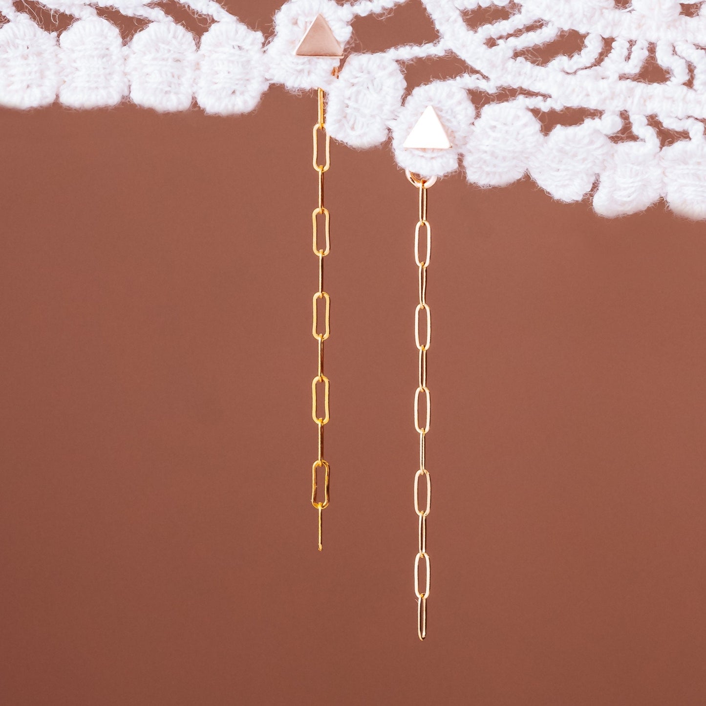 Dainty Rectangle Dangle Gold Earrings