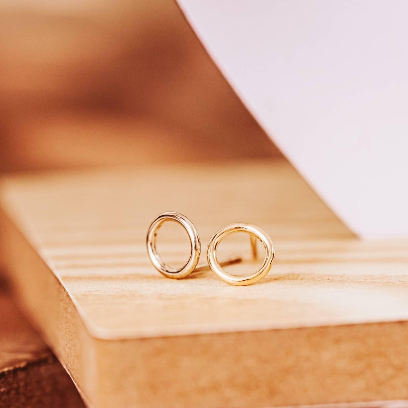 Dainty Rectangle Dangle Gold Earrings