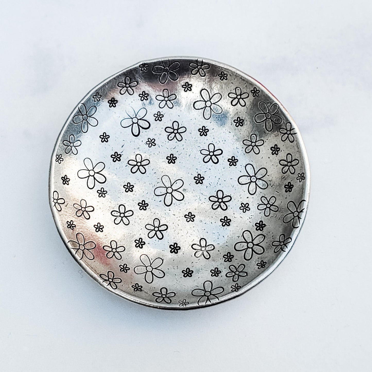 Daisy Pewter Ring Dish