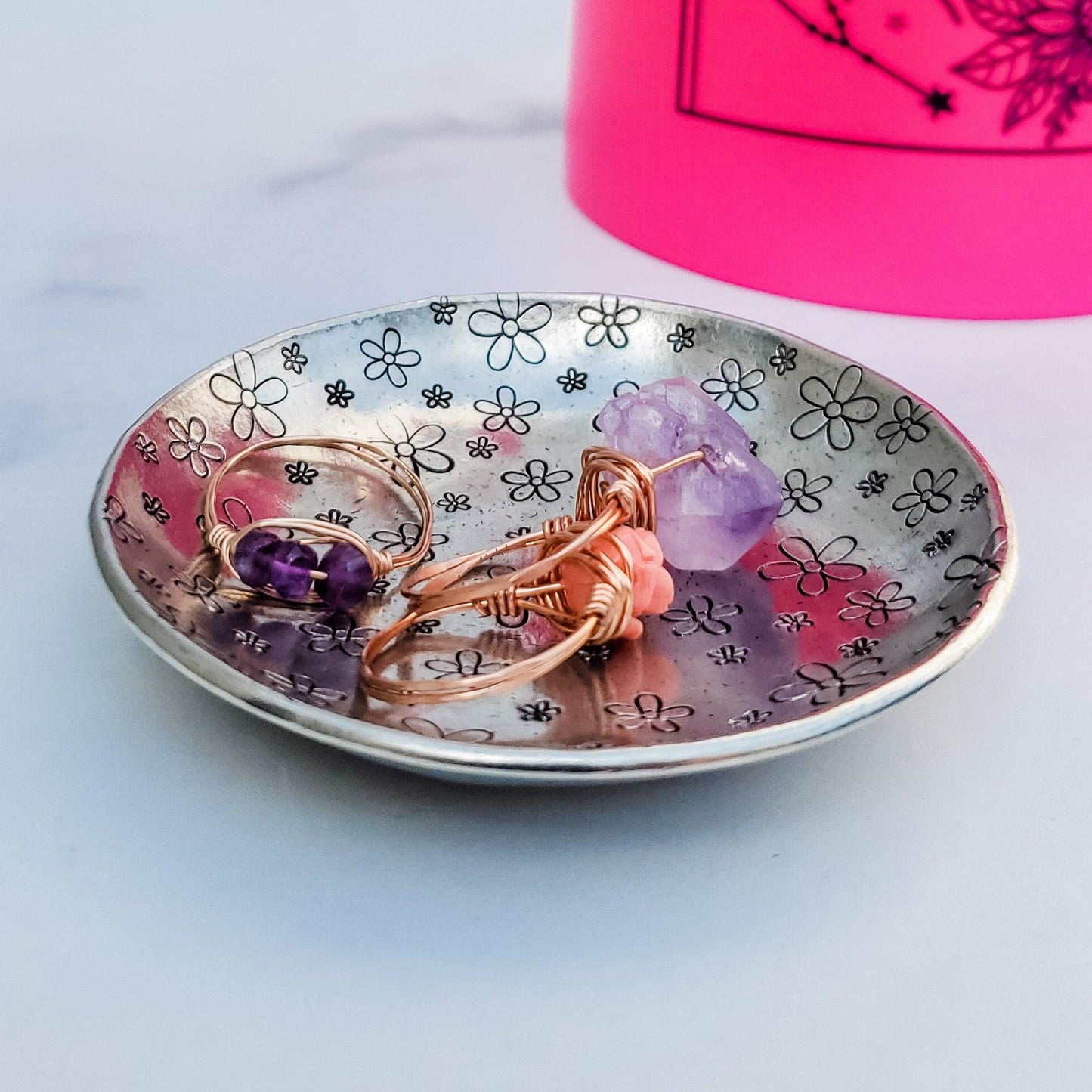 Daisy Pewter Ring Dish