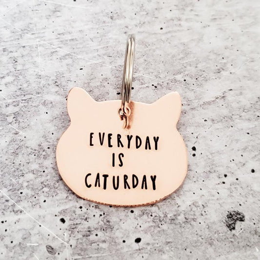 EVERYDAY IS CATURDAY Copper Cat Keychain