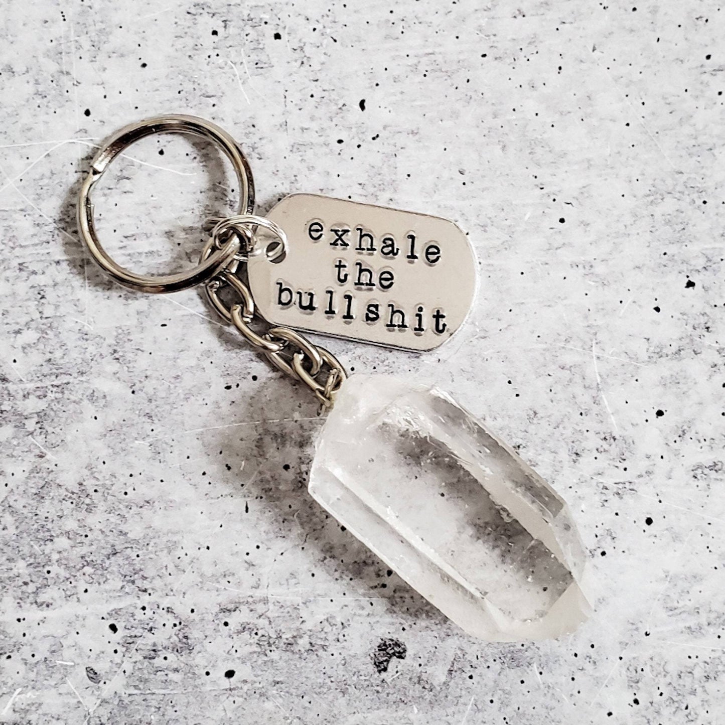 EXHALE THE BULLSHIT Crystal Keychain