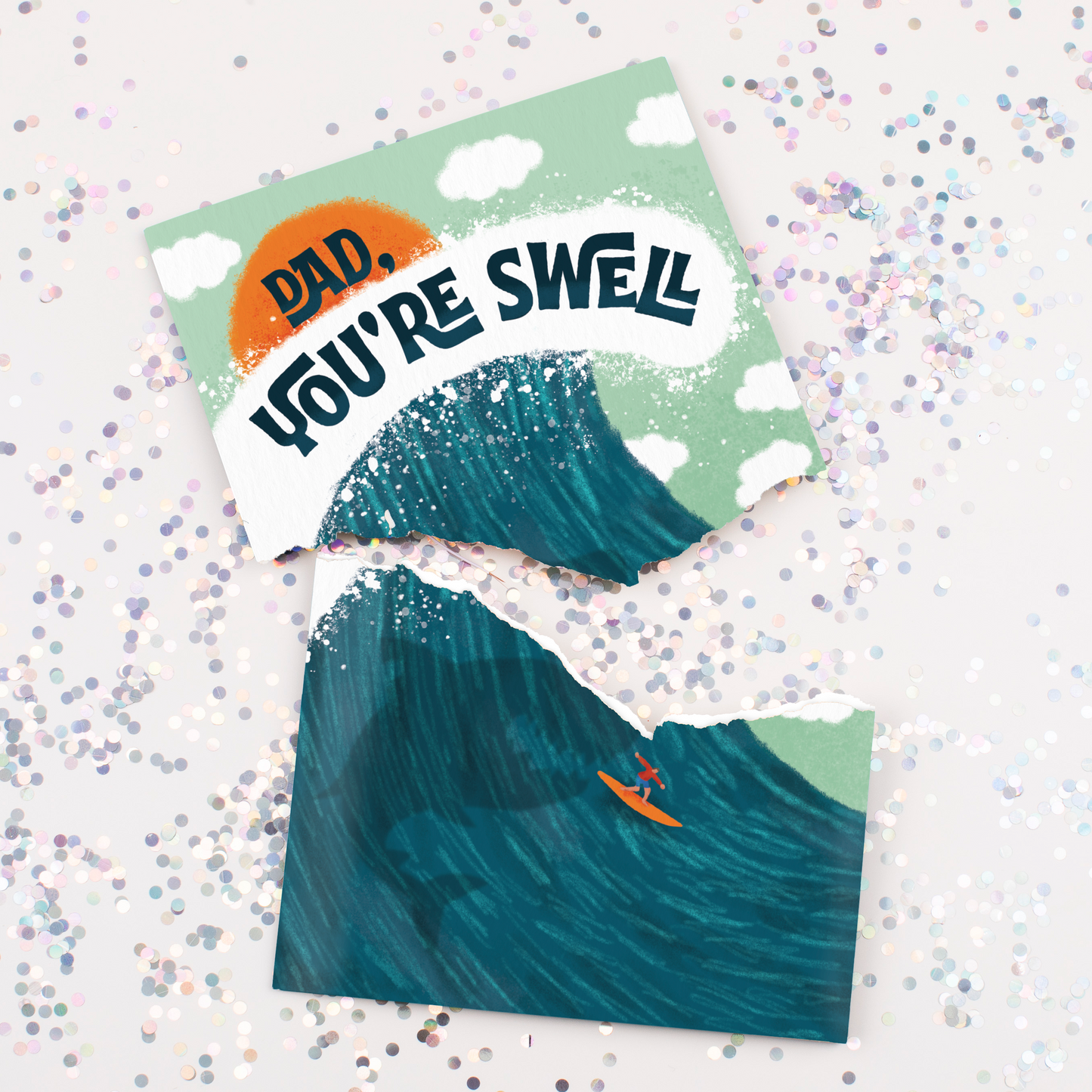 Endless Baby Shark Father's Day Card with Glitter