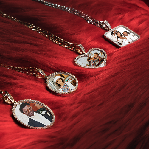 Iced Out Heart Photo Pendant