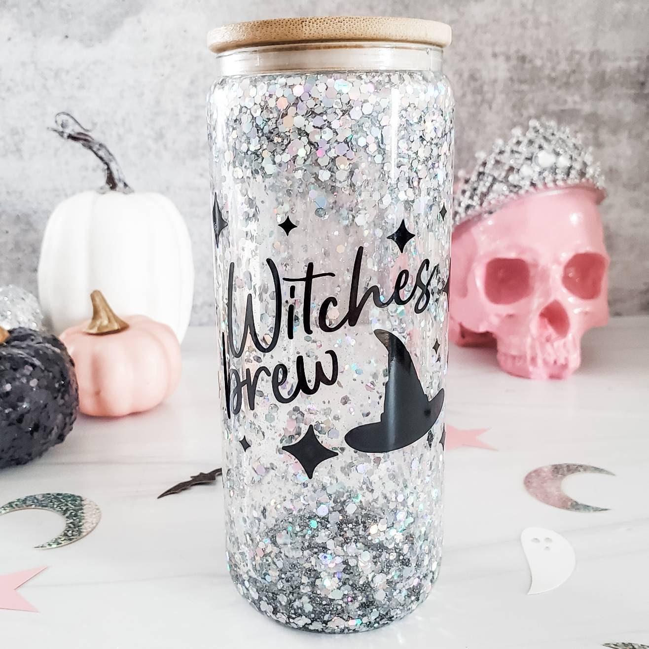 Friendly Ghosts Halloween Snowglobe Glitter Iced Coffee Cup