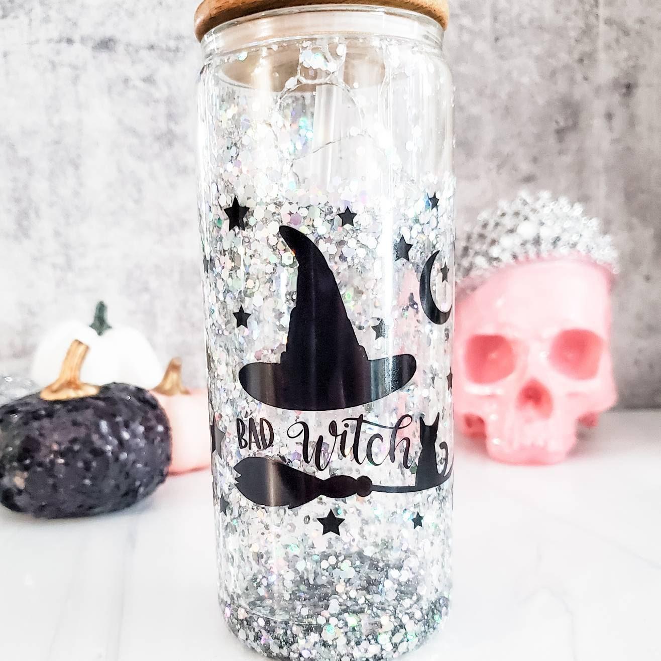 Funny Witch Halloween Snowglobe Iced Coffee Cup
