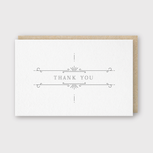 Thank You Ornate Grey Greeting Card