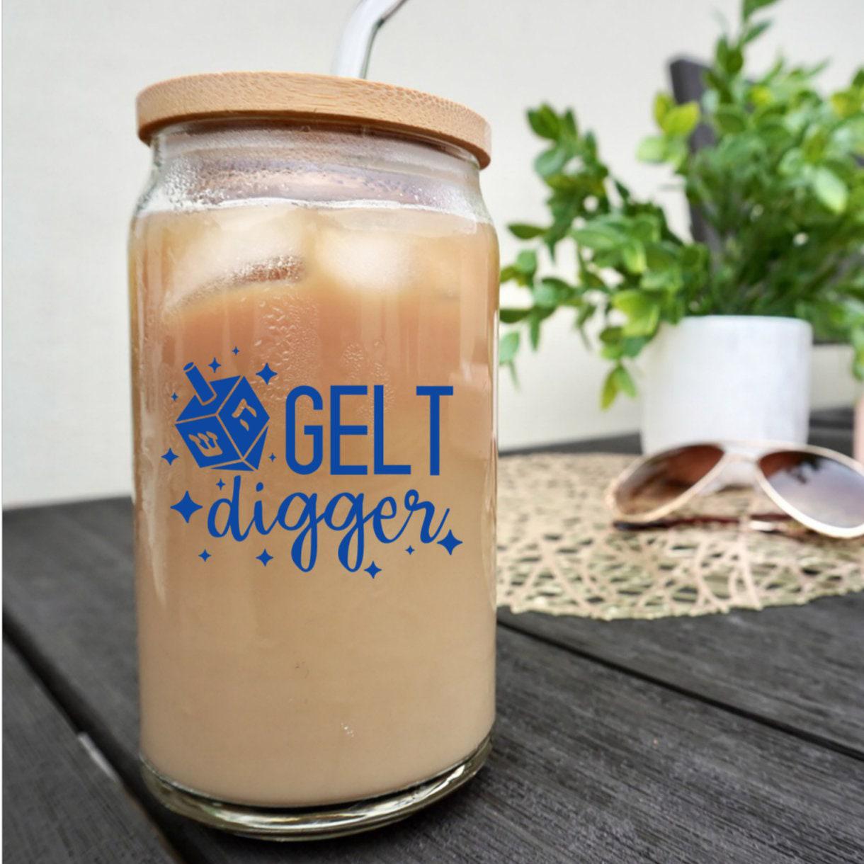 Gelt Digger Snowglobe Glass Can Cup