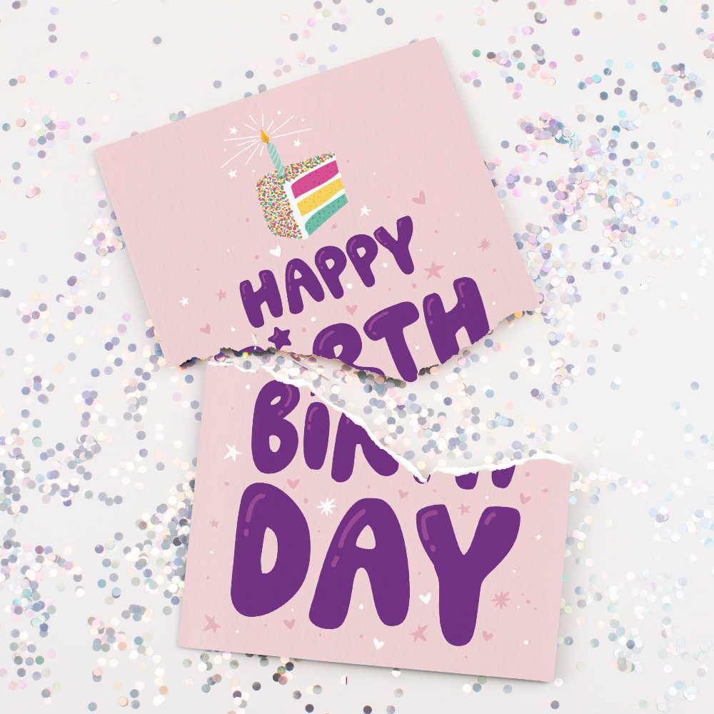 Endless Birthday Cake Card with Glitter