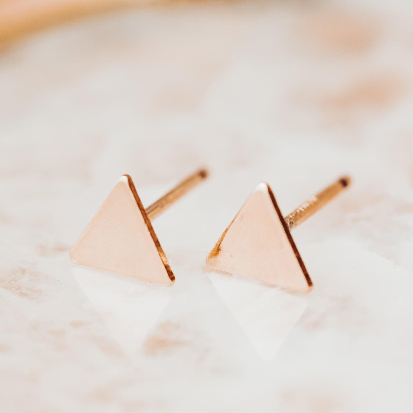 Gold Triangle Stud Earrings