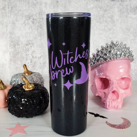 HALLOWEEN Witches Brew Black Glitter Tumbler