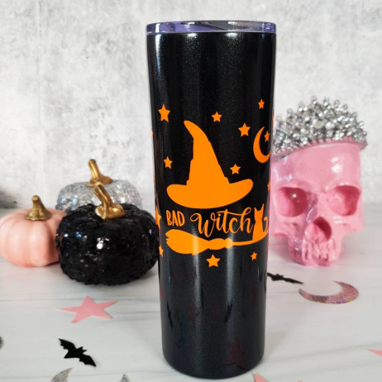 HALLOWEEN Witches Brew Black Glitter Tumbler