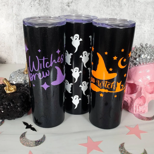 HALLOWEEN Witches Brew Black Glitter Tumbler