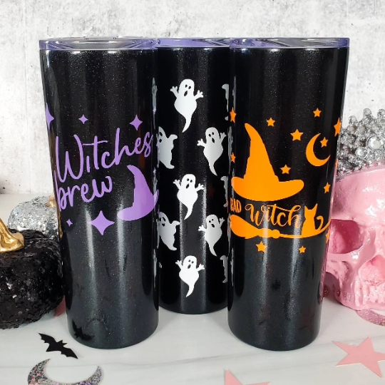 HALLOWEEN Witches Brew Black Glitter Tumbler