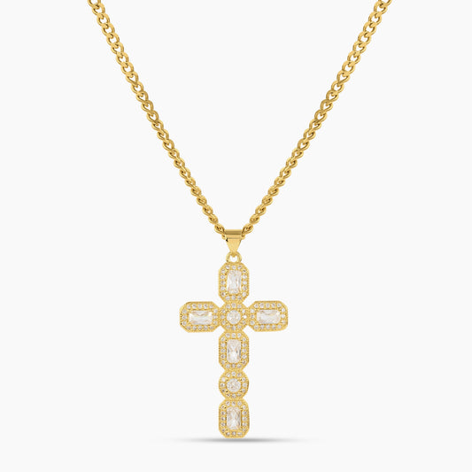 Halo CZ Cross Pendant