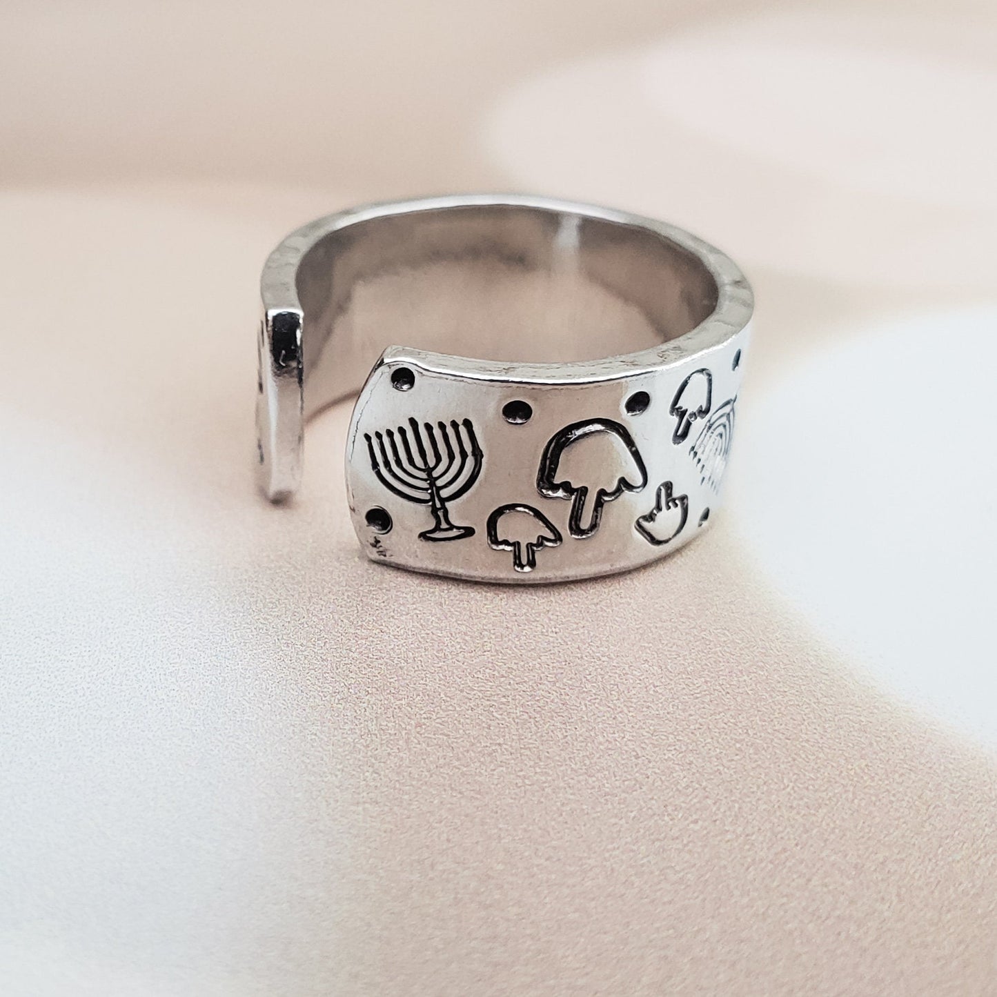 Middle Finger Menorah Ring