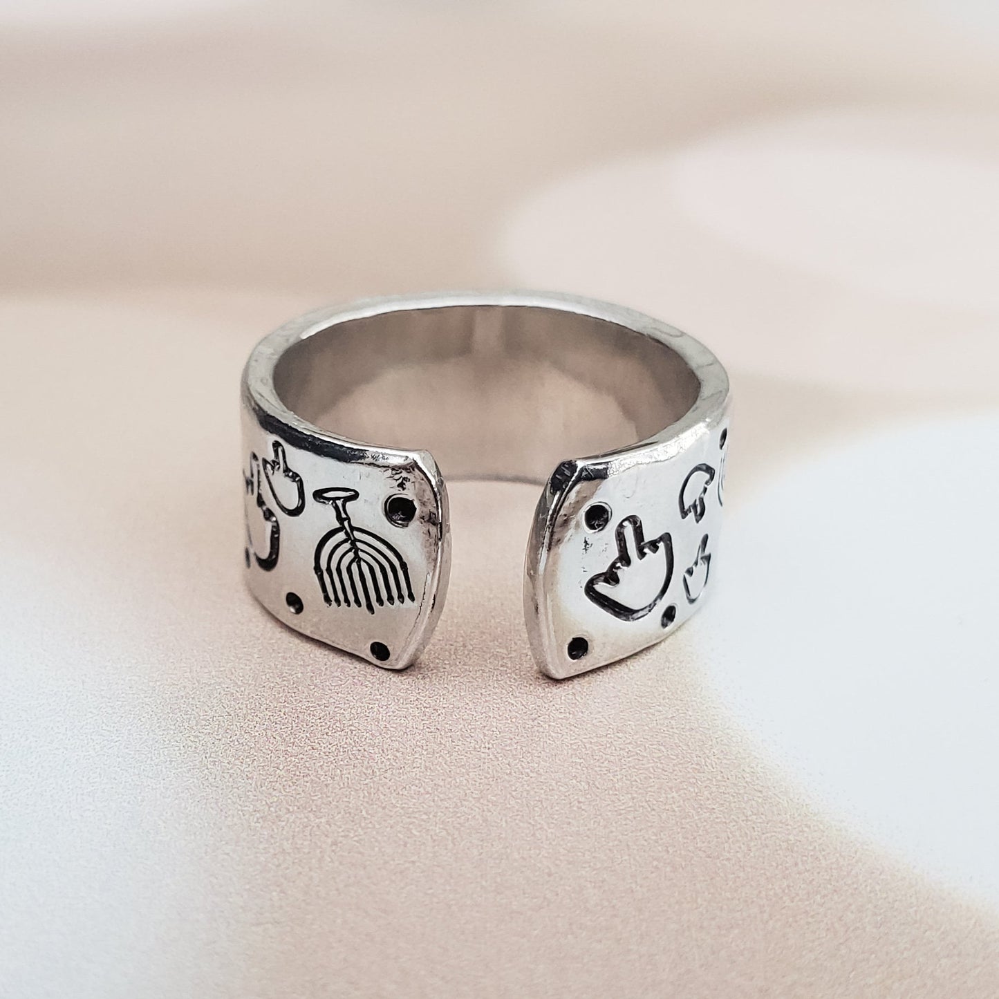Middle Finger Menorah Ring