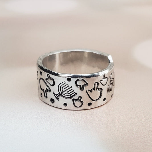 Middle Finger Menorah Ring