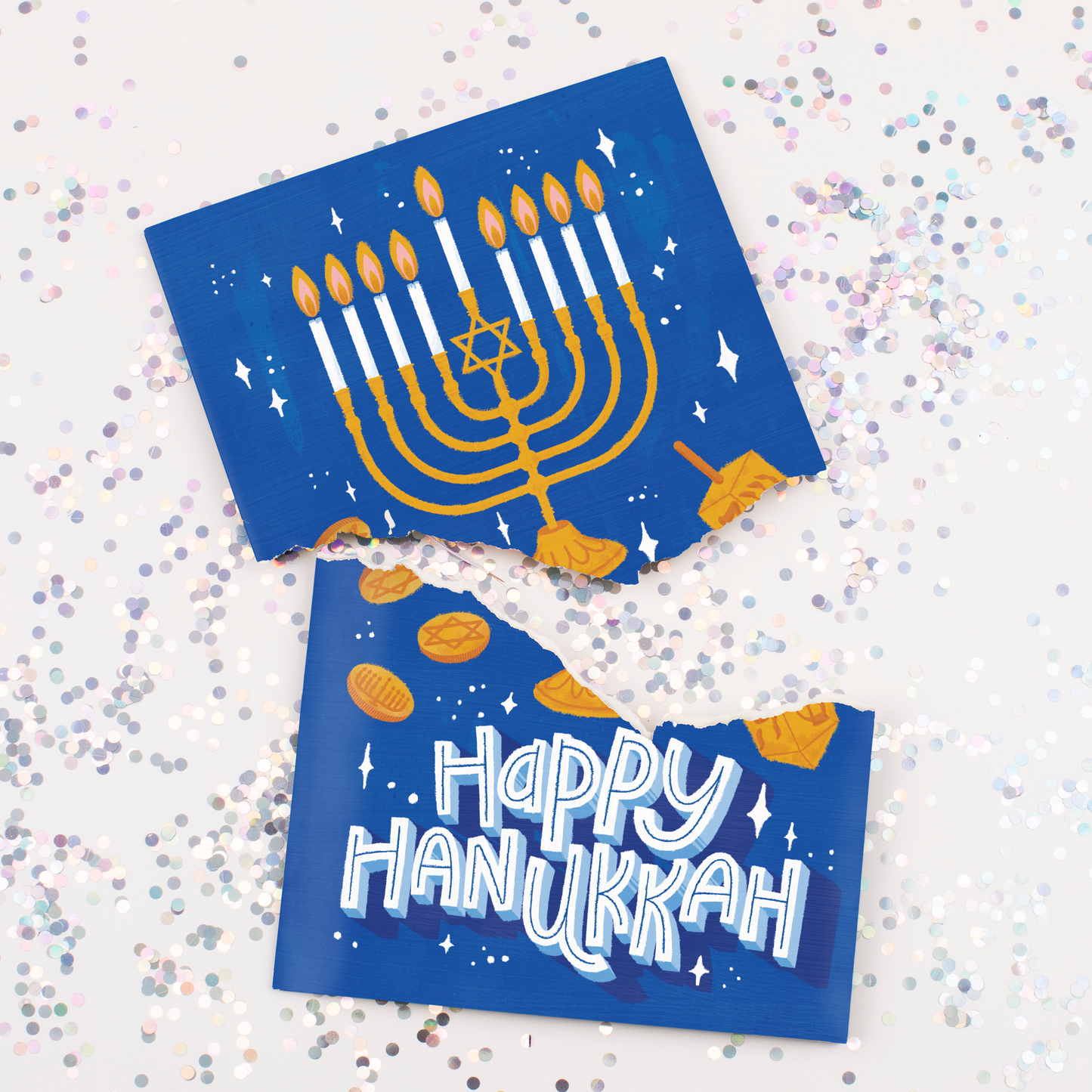 Endless Hanukkah Card with Glitter