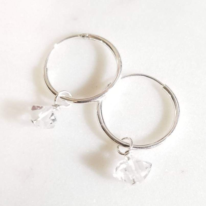 Herkimer Diamond Minimalist Hoop Earrings