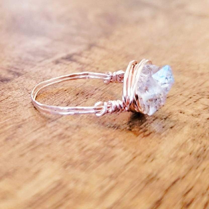 Herkimer Diamond Trio Wire Wrapped Ring