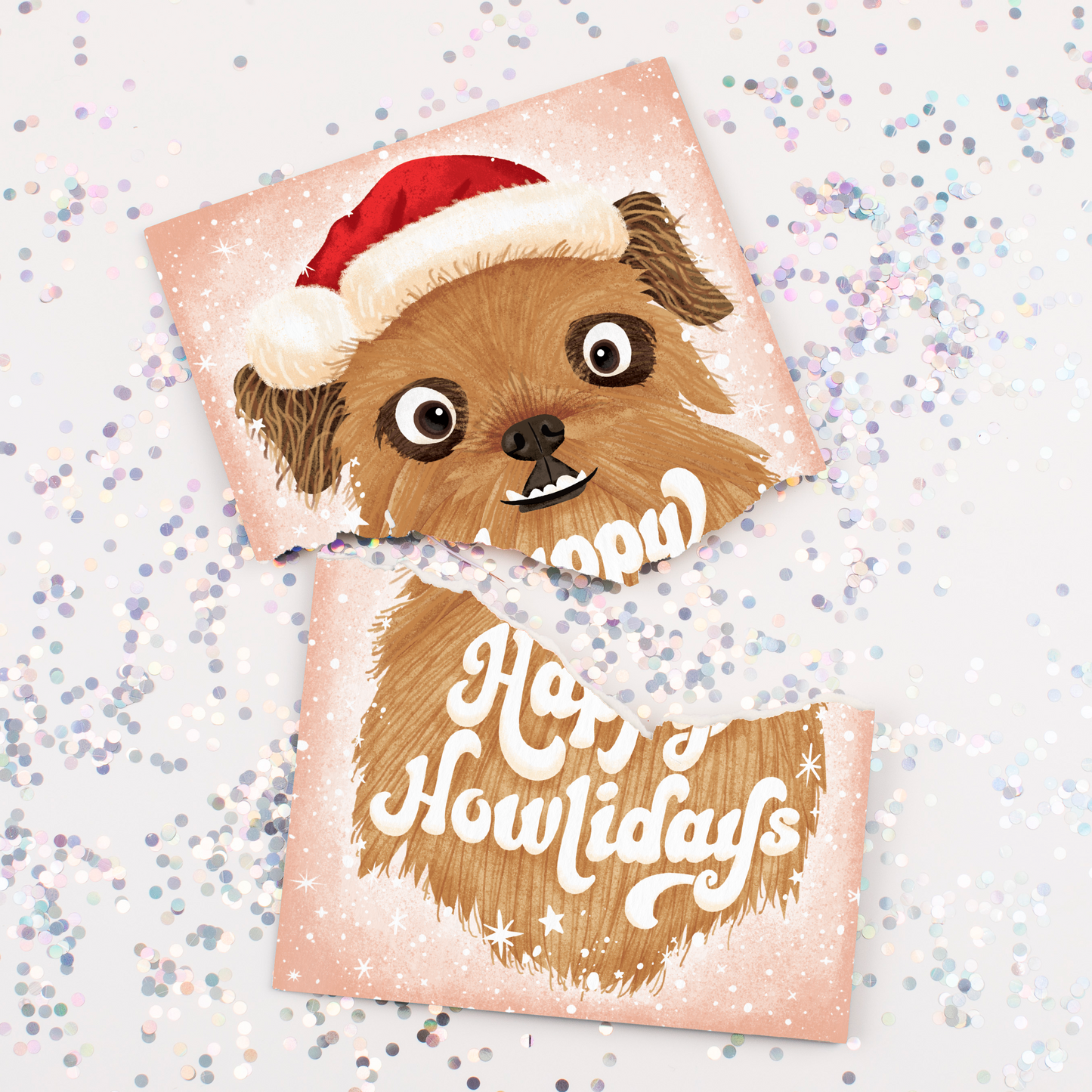 Endless Dog Christmas Card with Glitter