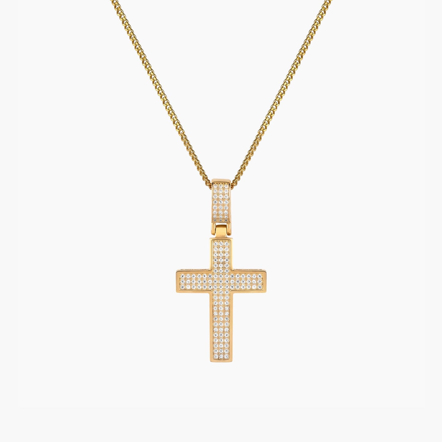 The Double Plated Iced Cross Pendant