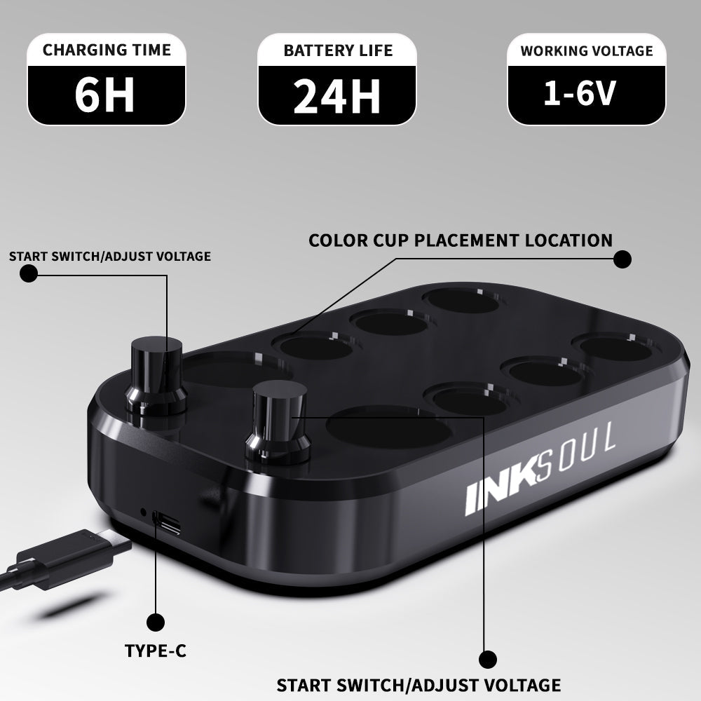 INKSOUL® TATTOO INK CUP MIXER 8 sites Aluminum alloy frame