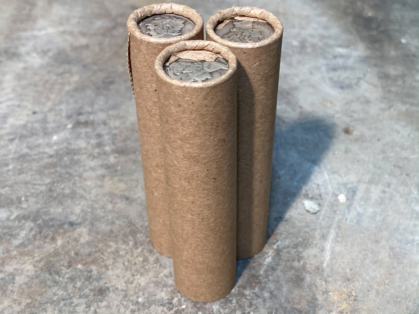 SILVER MERCURY DIME showing on old vintage unsearched old brown wheat penny roll us coins estate collection cent sale pennies lot hoard