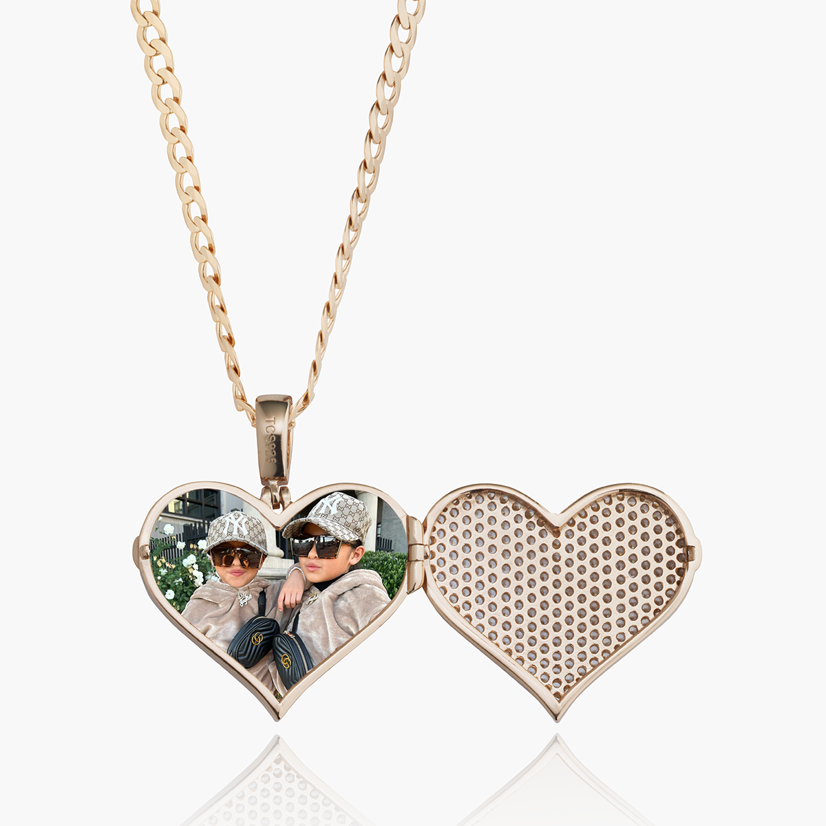 Iced Heart Locket Photo Pendant