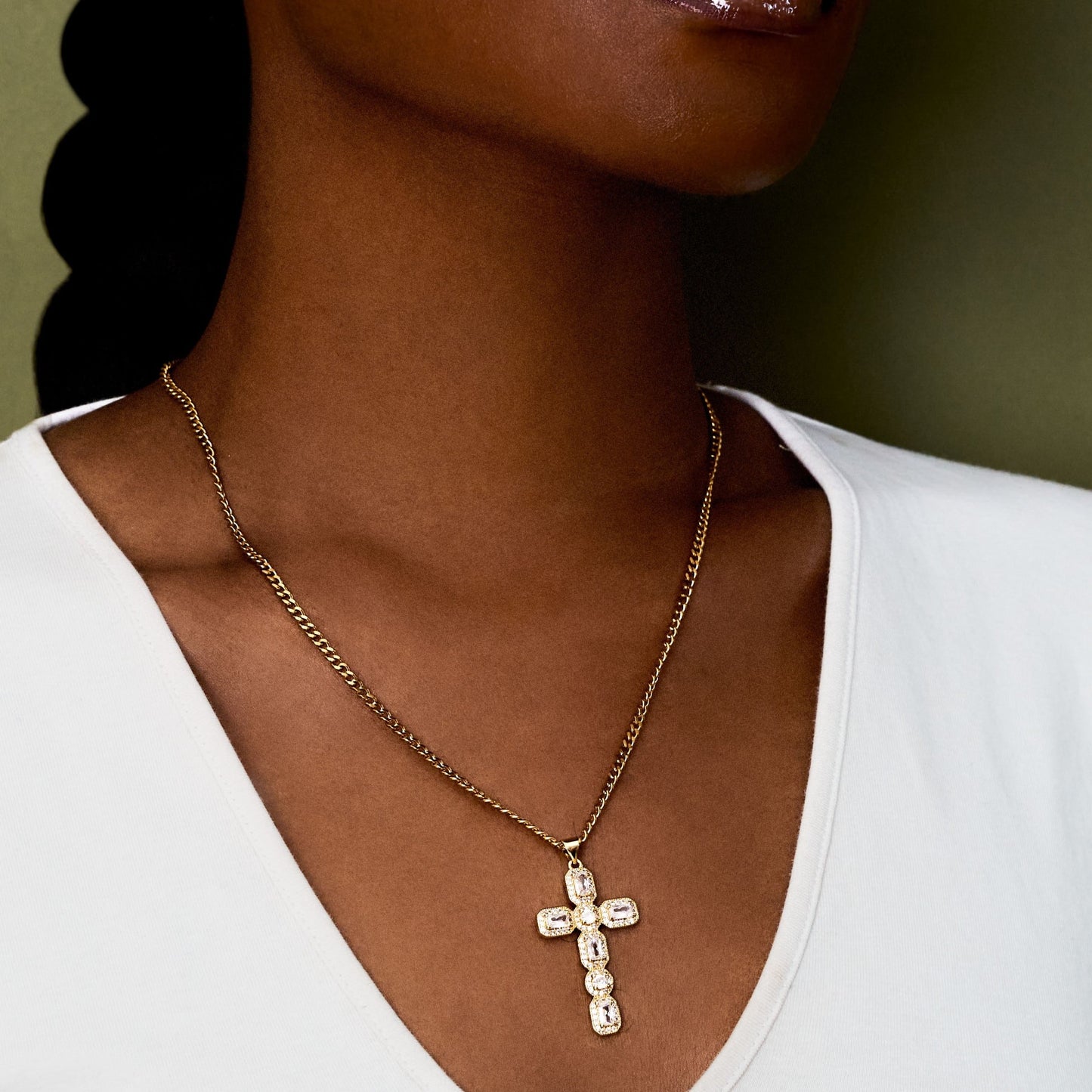 Halo CZ Cross Pendant