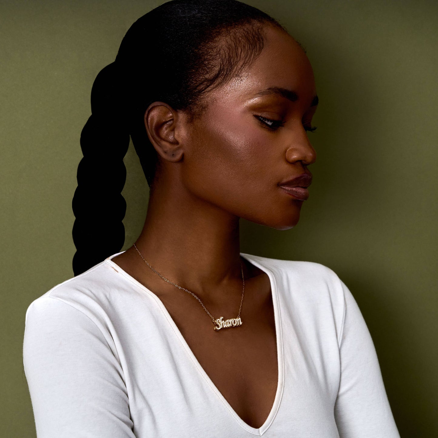 The Luxe Stone Double Plated Name Necklace