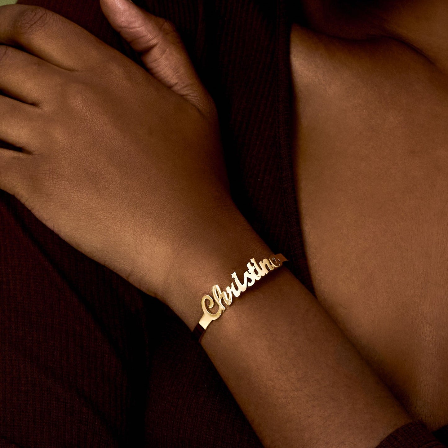 Dainty Script Name Bangle