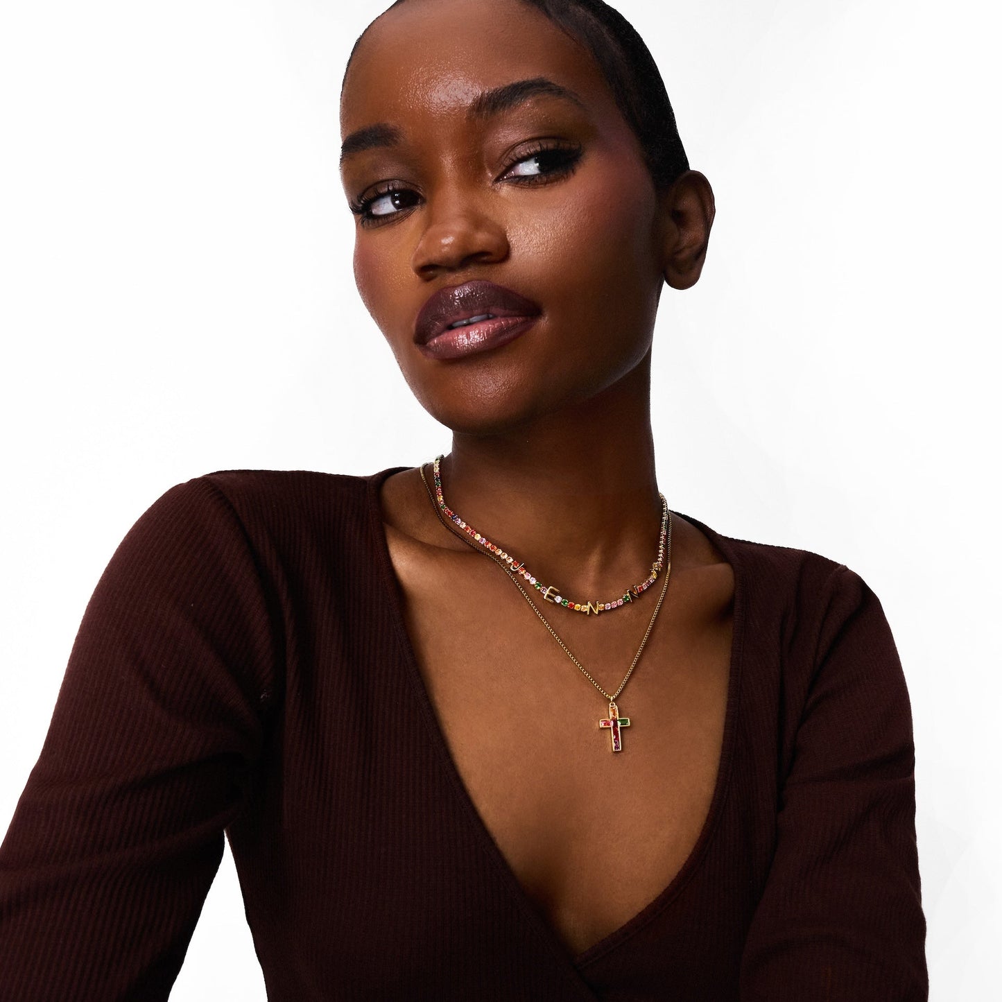 Fine Rainbow Cross Pendant