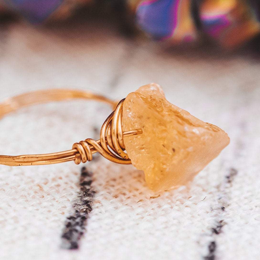 Large Citrine Stone Ring