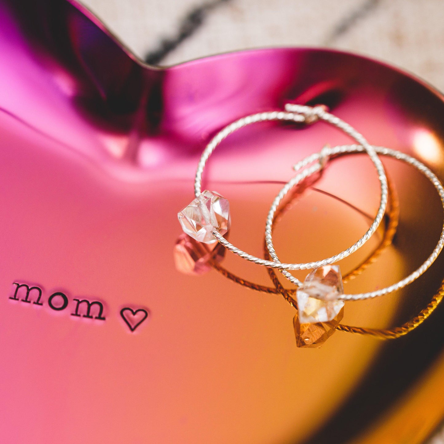 Large Herkimer Diamond Hoop Earrings