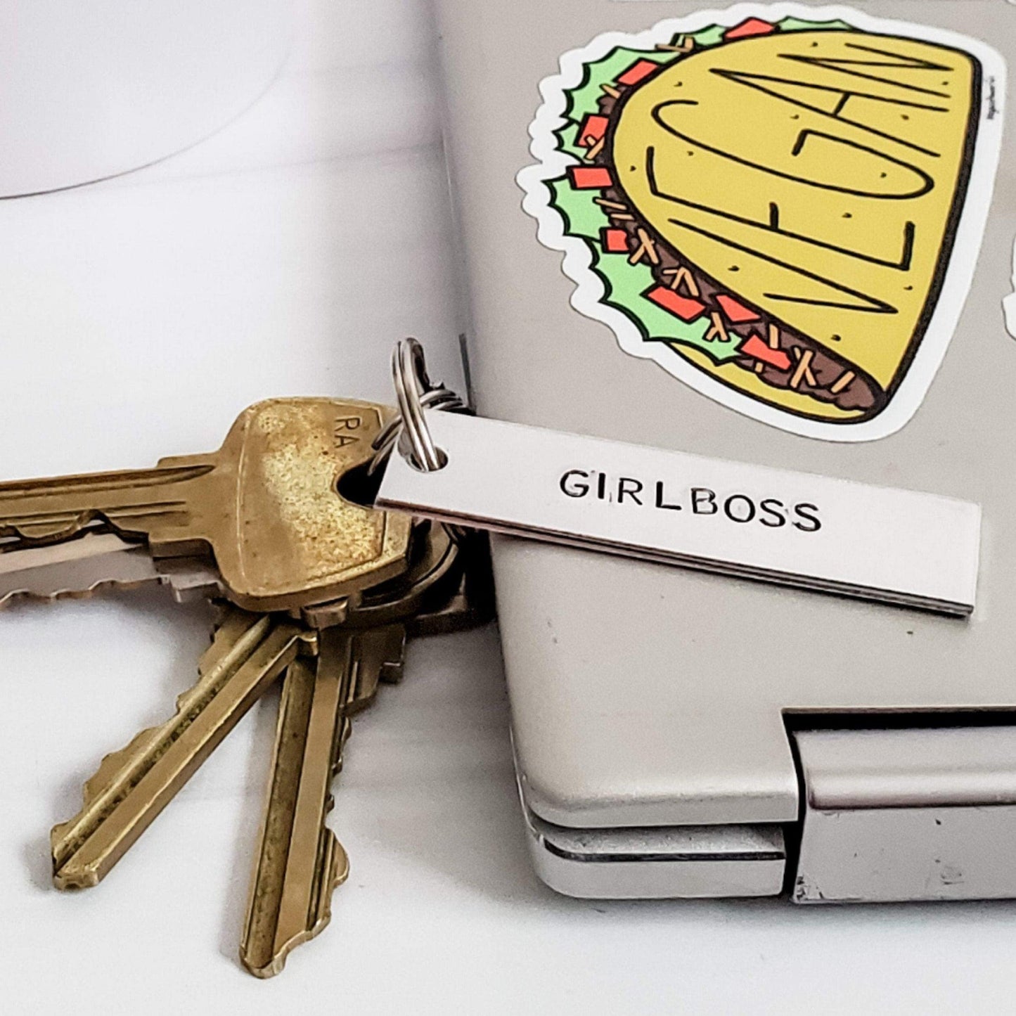 MAMA with Bear Emoji Bar Keychain