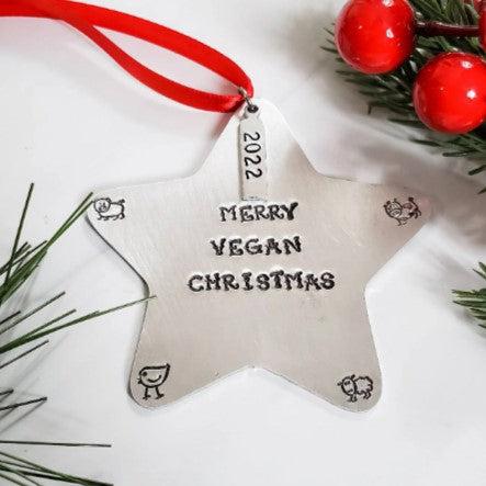 MERRY VEGAN CHRISTMAS Star Ornament