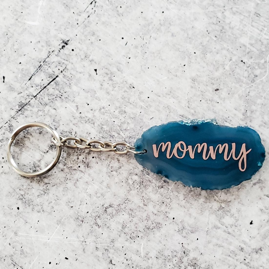 Mama Crystal Agate Keychain